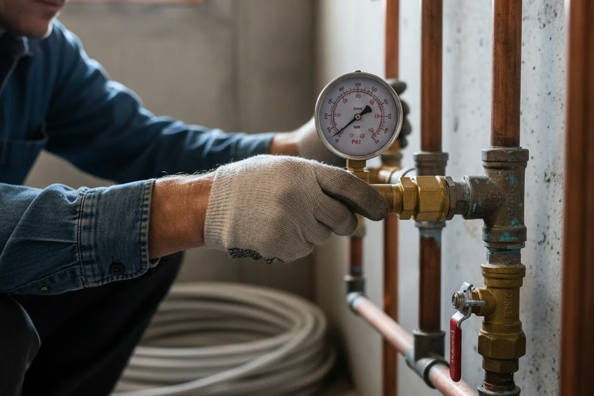 Pressure testing a repaired line during Water Line Repair in Youngwood